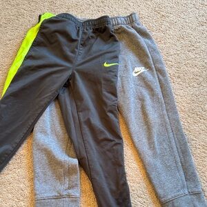 Nike Kids Black and Gray Joggers with Neon Accents